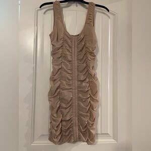 Party Ready Shinestar Ruched Tan Dress size L